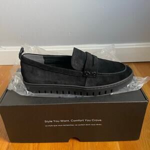 Vionic Updown Black Suede Loafer Academia Orthodic Comfort Work Punk size 10